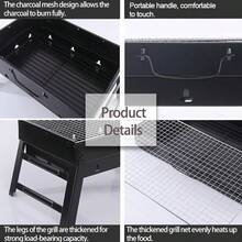 17" Folding Portable BBQ Charcoal Grill - Compact Tabletop Mini Smoker - Small Outdoor Grill For Travel Backyard Picnic Beach - Black - View 5