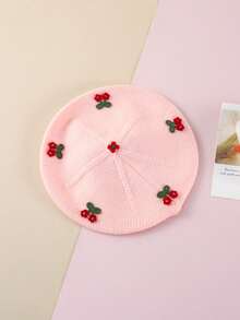 1pc Baby New Autumn/Winter Beret Hat, 1-4 Years Old, Fashionable Christmas Style Baby Boy/Girl Floral Decor Hat