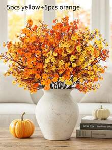 10/6PCS Artificial Autumn Baby's Breath Flower Bouquets. Modern-Style Artificial Flower Bundles Suitable For Autumn Home Decor, Fake Plants, Fall Decorations, Room Decor, Desk Decor, Bedroom Decor, Garden Decor, And Indoor Decoration Items.