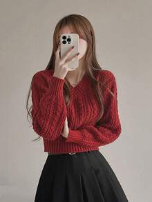 2025秋冬女款简约复古长袖套头毛衣