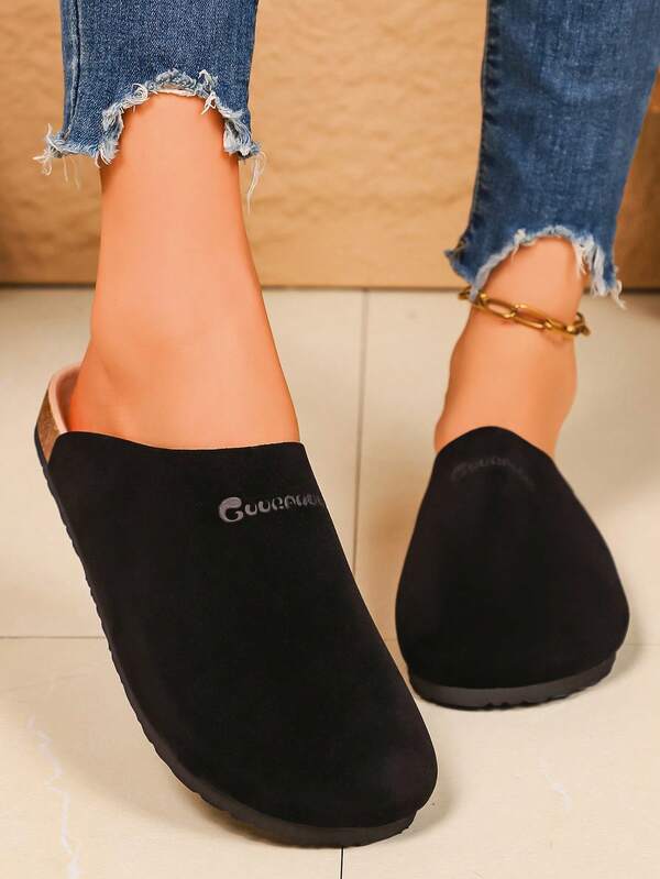 Sandalias planas casuales de unicolor para mujer, adecuadas para el hogar, la playa y el transporte