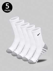 5 Pairs/10 Pairs/20 Pairs Black And White Thick Men's Winter Socks, Fashionable, Casual, Comfortable, Outdoor Sports, Running, Fitness, Compression Knee Socks, Business Leisure Vacation Black And White High Tube Socks Christmas, Thanksgiving, New Year Holiday Gifts (Thick)