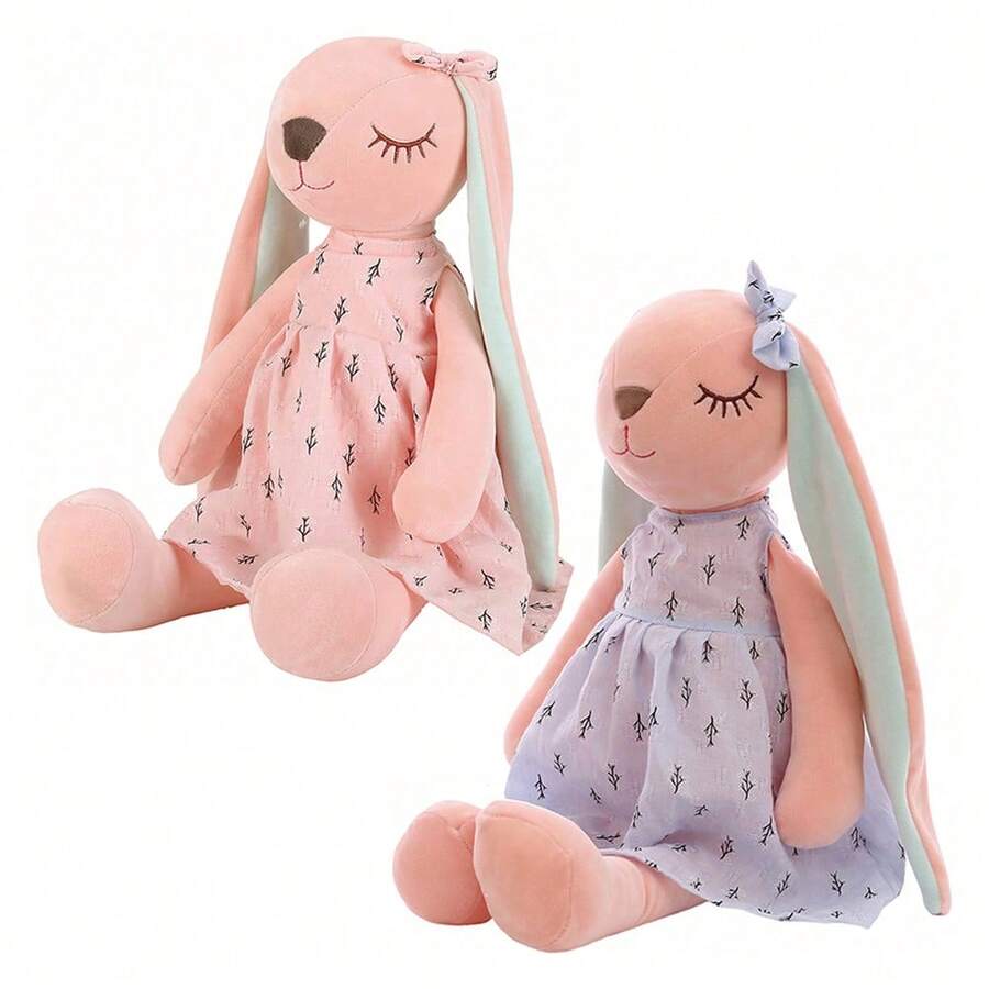 1pc 33/43cm Kawaii Long Ears Rabbit Plush Toys Lovely Sleeping Bunny Wearing Skirt Dolls Stuffed Soft Animal Appease Toy Lovely Birthday & Christmas Decor Gifts