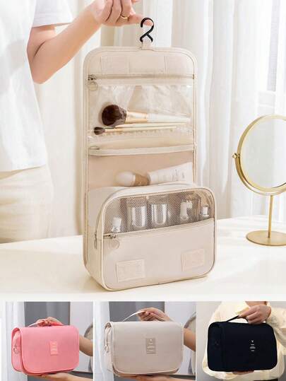 1 Piece New Fashionable And Cute Travel Toiletry Bag, Cosmetic Storage Bag, Hanging Cosmetic Bag, Bathroom Accessories, Portable Cosmetic Storage Bag, Multi-Functional Wet And Dry Separation Folding Waterproof Large Capacity Storage Bag, Portable Folding Storage Bag For Men And Women, Suitable For Travel, Business Trip, Vacation, Camping, Dormitory, Gym. Makeup Bag, Makeup Organizer, Makeup Storage Bag, Back To School Supplies