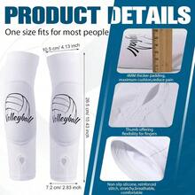 4 Pcs Volleyball Knee Pad And Arm Sleeve Volleyball Accessories Stuff Forearm Elbow Sleeve Wrist Guard With Pad And Thumb Hole Women Men Adult - Small + White - View 4