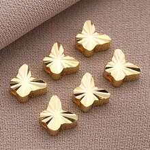 10/20 件 18K 镀金珠子扁平圆形隔珠黄铜散珠隔珠柱状圆珠隔珠适用于手链项链串珠首饰制作 DIY 工艺品 - 金色 - 查看 10