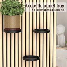 1pc Wall-Mounted Acoustic Panel Decorative Tray - Heavy Duty Floating Shelves Without Screws, 3-Tier Black Design, Modern Home Storage & Decor, Ideal For Plant Display And Stylish Organization, Shelving Decor, Sound Absorption Solution, Minimalist Decor, Easy To Install Shelves - Multicolor - View 1