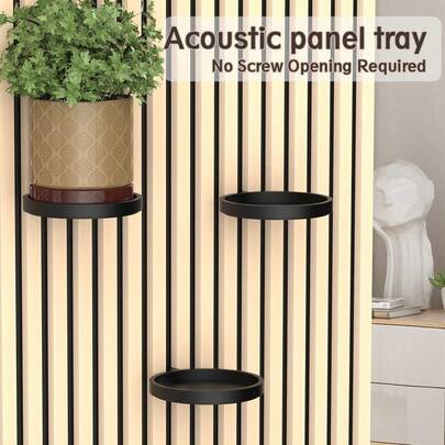 1 st väggmonterad akustikpanel dekorativ bricka - Robusta flytande hyllor utan skruvar, 3-våningars svart design, modern hemförvaring och inredning, perfekt för växtdisplay och snygg organisation, hylldekor, ljudabsorberande lösning, minimalistisk inredning, lättinstallerade hyllor