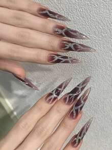 Monina Bộ trang điểm 24 màu Y2K Goth Baddie Mulberry Red Blush, kèm miếng dán móng tay kẻ sọc bạc sang trọng, làm sáng da, đa năng và thời trang, món quà hoàn hảo dành cho phụ nữ. - Màu Hoa hồng đỏ - Xem 3