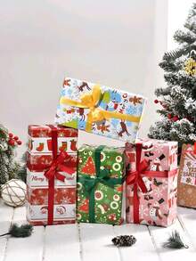 8pcs/4pcs Christmas Gift Wrap Sheets - Heavy-Duty Holiday Paper,Golden Foil Reindeer & Snowflake Christmas Wrapping Paper - Perfect For Holiday Gifts & Home Decor, Christmas Decor,Personal Or Commercial Use, Christmas Accessories, Seasonal Decor, Cheerful Prints, Smooth Texture, Festive Wrapping, Party Planners Christmas Christmas Decorations Christmas Pajamas Christmas Gifts - Multicolor - View 3
