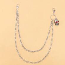 1 Stück modische Hip-Hop-Halskette mit zwei Lagen und Totenkopfanhänger, geeignet für Herren im Alltag, auf Partys und als Geschenk.