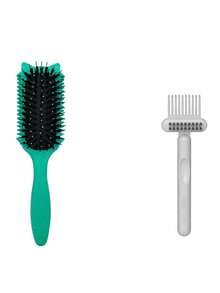 1pc Multifunctional Curling Comb And Cleaning Set Features Boar Bristles And Nylon, Along With A Wet And Dry Massage Function To Easily Combat Frizz. The Set Also Includes A Multifunctional Hair Cleaning Brush For Removing Hair Loss And Cleaning The Comb. - Multicolor - View 10