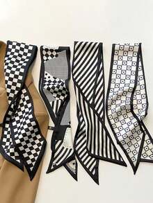 4pcs Blue Floral Printed Scrunchie Scarf Hairbands, Versatile For Vacation And Daily Use Elegant Headband Turban Headband Sweatband, School Stuff, College, Headbands Fall Winter Hair Band Hair Accessories For Women