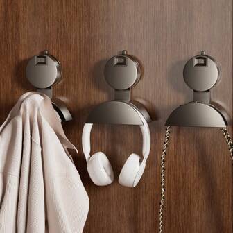 1 pieza Organizador de ganchos individuales con ventosa, soporte de montaje en armario que ahorra espacio, colgador de almacenamiento portátil sin taladro para bolsos, carteras, bolsos, cinturones, bufandas, sombreros y accesorios; ventosa con agarre fuerte para dormitorios, apartamentos, entradas, tocadores y baños; ideal para instalaciones en vidrio, azulejos, espejos y superficies lisas, solución organizativa reutilizable y rápida