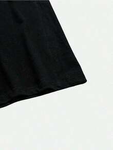 Camiseta casual de mujer, 100% algodón, con estampado de lazo, camiseta de manga corta con cuello redondo casual y cómoda, ropa de primavera y verano, adecuada para cualquier ocasión, color sólido, casual, uso diario. - Negro - Ver 5