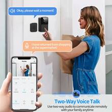 Wireless Outdoor Doorbell Camera 2pcs Set, Wireless Doorbell With Camera Connection Function, Smart Doorbell With Indoor Receiver, Two-Way Audio, Real-Time Alarm, Night Video Doorbell, Suitable For Home, Office, Hotel, Only Supports 2.4G WiFi - màu đen - Xem 1