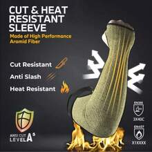 1. ANSI-Cut Resistant, Heat-Resistant Polyaramid Fiber Sleeve With 17.3-Inch Thumb Hole - Fire-Resistant Arm Guard For Welding, Yard Work, Kitchen Tasks, Pet Grooming, And Bite Protection. One Size Fits Most. Made From High-Performance Polyaramid Fiber.