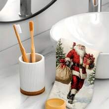 2pcs/100pcs Santa Claus With Gifts Pattern Kitchen Towels And Dishcloths, Suitable For Interior Decoration In Restaurants, Kitchens And Bathrooms, Party Decoration, Festival Gifts, As A Gift