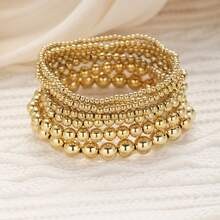 7-Piece Gold Bead Bracelet Stackable Multifunctional Bohemian Beach Style Self-Combined Bead Chains Versatile Daily Wear No Clothes Picking Exquisite Single Layered Wear Quality Details Comfortable Beach Party Vacation - Vàng - Xem 7
