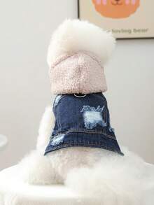 PETCIRCLE 1件宠物衣服，狗狗/猫咪套装，小型犬/幼犬可爱时尚舒适抓绒连帽外套 - 粉色 - 彩色 - 查看 2