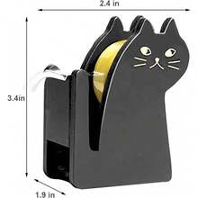 1-Piece Cute Cat Tape Dispenser - Vintage Wooden Desktop Tape Cutter With Included 1 Roll Tape - Adorable Office & Craft Room Essential For Wrapping, Scrapbooking & DIY Projects - Kawaii Workspace Decor, Gift Wrapping Assistant, Back-To-School Supply, Arts & Crafts Must-Have, Home Organization Tool