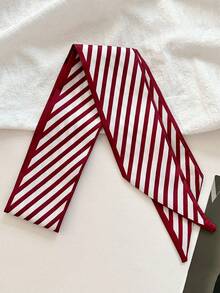 4件套女士酒红色几何波点印花围巾和发带，休闲优雅日常约会百搭礼品包装，优雅发饰，保暖发带，女士头巾，女士围巾 - 酒紅色 - 查看 7