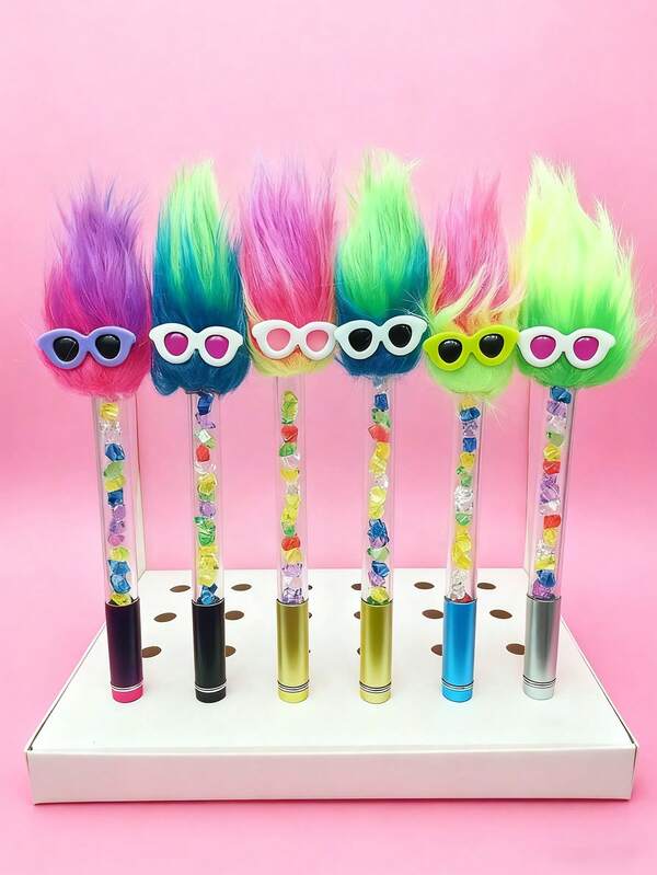 3/6 peças de canetas rotativas criativas, novas canetas de areia de cristal, canetas esferográficas de cristal rotativas, cores aleatórias, adequadas para presentes de festa, Halloween e Natal