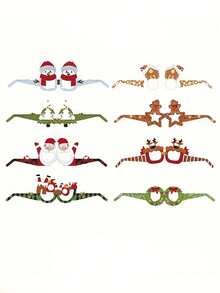 8Pcs Christmas Glasses Christmas Party Favors Supplies For Christmas, Christmas Accessories Christmas Photo Props Stocking Stuffers Glasses Party Frame Goody Bag Stuffers Home Decor Christmas Decorations Room Decor