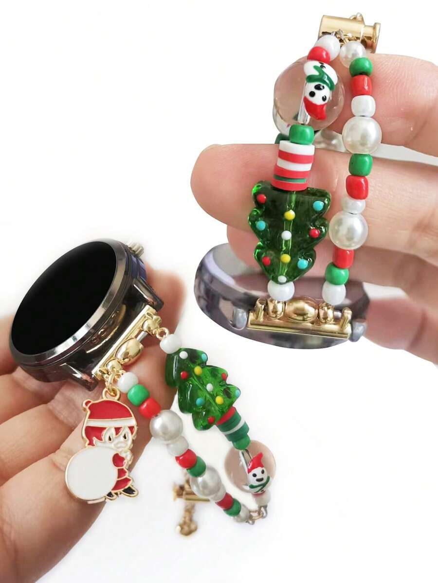 1pc Christmas Element Watch Band, Fits 20mm/22mm Watch Faces For Samsung Galaxy Watch, Garmin, Amazfit Etc., Adjustable Length Christmas Watch Decoration Fashion Accessory (Band Only)