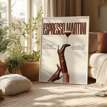 1pc Vintage Wall Art] Vintage Espresso Martini Print Wall Art | Roostertail Boots Canvas Painting | Unframed Bedroom Aesthetic, Living Room & Apartment Decor | 1pc Housewarming Gift - Multicolor - View 6