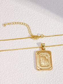 1 pieza Colgante de collar de constelaciones cuadrado de acero inoxidable, collar de clavícula versátil dorado para hombres y mujeres, accesorio de joyería adecuado para uso diario y regalos de cumpleaños