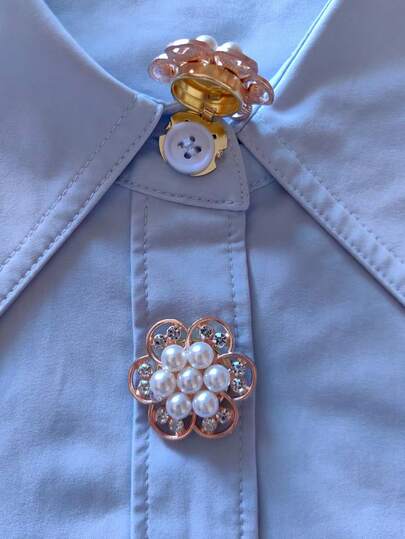 2 Stücke/Set elegante Blumen Knopfabdeckungen, Hemd Knopfabdeckungen zum Aufclipsen, Mode Kristall Manschettenknöpfe Abdeckungen, geeignet für Smoking und Hochzeitskleider Dekoration