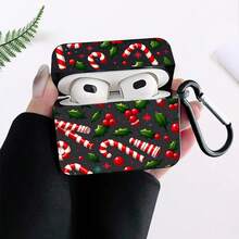 1ps Christmas Style Candy Cane Print Earphone Case Compatible With Apple - Multicolor - View 10