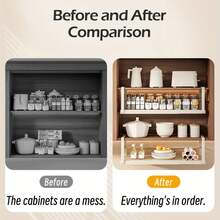 1 Metal Storage Rack Under The Cabinet, Partition Hanging Basket Storage Rack, Wardrobe Storage Hanging Cabinet Multi-Layer Cabinet Hanging Rack Organizer, Suspended Shelf Board, Can Store Seasoning Bottles, Dishes, Local Warehouse, Fast Arrival - 黑色 - 查看 4