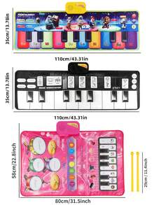 1 pezzo Tappetino musicale per pianoforte per bambini, tappeto elettronico multifonzione per gioco di batteria con i piedi, regolazione del volume, riproduce suoni di animali diversi, 6 modalità strumentali, tappetino per pianoforte impermeabile, tappeto da ballo musicale, regalo di Natale per bambini e bambine, adatto per interazione genitore-figlio in casa, richiede 3 batterie AA (non incluse)