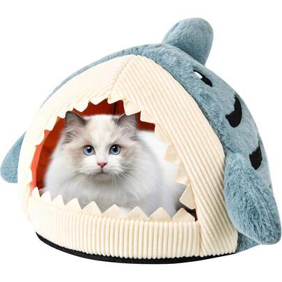 Cama para Gatos de Felpa para Gatos de Interior, Viene con Almohada Tapizada Lavableíble,con Fondo Antideslizante Nido Semicerrado para Cueva de Gato,Muchos Tamaños,para Gatos Perros Pequeños, L