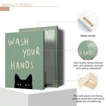 1pc Fun Cat Art Print - 'Please Wash Your Hands' Bathroom & Toilet Decor, Wall Art For Home, Office, Cafe, Perfect Room Decor,Suitable For Home Decor,Room Decor,Bedroom Decor,Living Room Decoration,Bathroom Decor,Wall Decor,Optional Wall Art With Frame