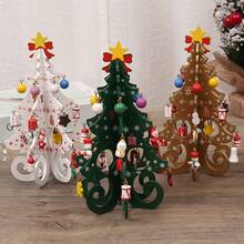 1pc Christmas Decor Gift, Wooden Christmas Tree, Christmas Decoration Gift, 6-Piece Tree With Random Small Ornaments (Slight Paint Chipping Is Normal, Color May Differ Slightly From Photos Due To Lighting) - Multicolor - View 3