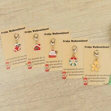 10 Stücke Deutscher "Frohe Weihnachten!" Weihnachts-Schlüsselanhänger Set - Feiertags Grußkarte & Schlüsselanhänger mit Rentier, Schneeflocke, Lebkuchen für Männer, Weihnachtsmann Design - Geschenk für Ehemann, Ehefrau, Familie, Feiertags Karten, Weihnachtsgrußkarten, Nachbarn Weihnachtskarten, Weihnachtskarten - Verschiedenfarbig - Übersicht 5