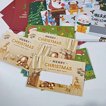 50pcs Christmas Scratch Off Lottery Cards - Golden Holiday Gift Vouchers, With Merry Christmas Design, For Parties, Events, DIY Rewards, Christmas And Snowflake Decorations