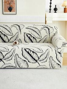 1pc Cationic Soft Plush Fabric Pet Proof Sofa Cover, Embossed Plush Jacquard Leaf Pattern, Versatile Color Options, Thick Jacquard Plush Sofa Cover Suitable For 1/2/3/4 Seat Sofas, Autumn/Winter