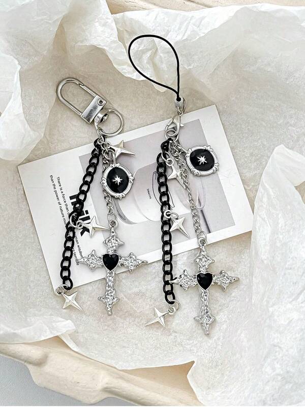 1 Stück Herz Kreuz Handy Hängedekoration, personalisierter Ketten-Anhänger, Nischentasche Anhänger, Schlüsselanhänger