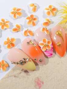 12Pcs 3D Handmade Flower Nail Charms, DIY Acrylic Nail Art Flower Petal Pendants, Carefully Carved With Acrylic Powder, Handcrafted Acrylic Powder Designs, Suitable For Women And Girls