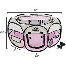 Petmaker Portable Pop Up Pet Play Pen with Carrying Bag, Pink, 38 x 24(Rosado 31.5" x 31.5" x 22") - Tipo 2 - Ver 3