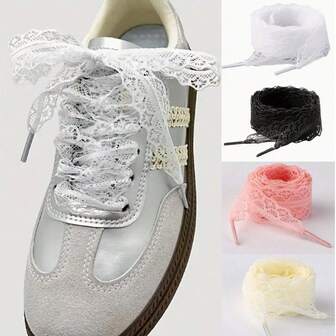 1 par de cordones de zapato de encaje de 2,5 cm de ancho, accesorio lindo estilo ballet DIY, cordones de zapato de encaje de satén de seda, adecuados para mujeres