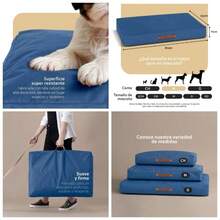Cama Antiestrs de Foam para Perro y Gato, Colchoneta para Mascota Lavable Azul, Mediano - Mediano + Azul - Ver 1