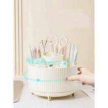 Office Desktop Pen Holder With A Large Capacity Of 5 Grids And A 360 ° Rotating Plastic Pen Holder. It Is A Multifunctional Desktop Organizer, Makeup Brush Holder, Makeup Organizer, Bathroom Vanity, Storage And Organization Of Office Supplies For Daily Home, Bedroom, Bathroom, Study, Office, School Dormitory. It Is An Ideal Choice For Desktop Decoration During The Back To School Season