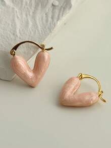 1 Paar Legierung Herz-förmige einfarbige Ohrklemmen, süße und sanfte Öltropfen Ohrringe, Braut Ohrringe, Brautjungfer Geschenke, geeignet für den täglichen Gebrauch und verschiedene Anlässe.