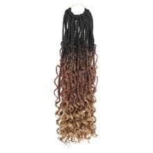 Göttinnen Box Braids Crochet-Haar, 14 Zoll Boho Box Braids Crochet-Haar, Bohemia Box Braids Crochet Braids, Box Braids mit lockigen Enden, unordentlich vorgeschlaufenes synthetisches lockiges Crochet-Haar für Frauen / 1B / 30/27
