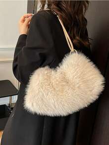 Borsa a tracolla in pelliccia finta soffice, design minimalista, stile di nicchia, piccola borsa a tracolla da donna, morbida e soffice, texture pelosa, casual chic, borsa portatile in stile Y2K, adatta per San Valentino, primavera e inverno, la migliore borsa primaverile, si abbina perfettamente agli outfit autunnali - Multicolore - Visualizzare 8